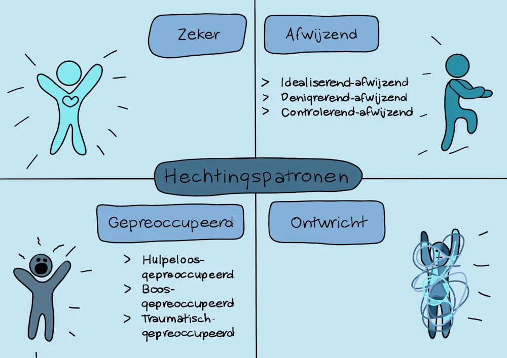 Schematische afbeelding hechtingspatronen en subpatronen